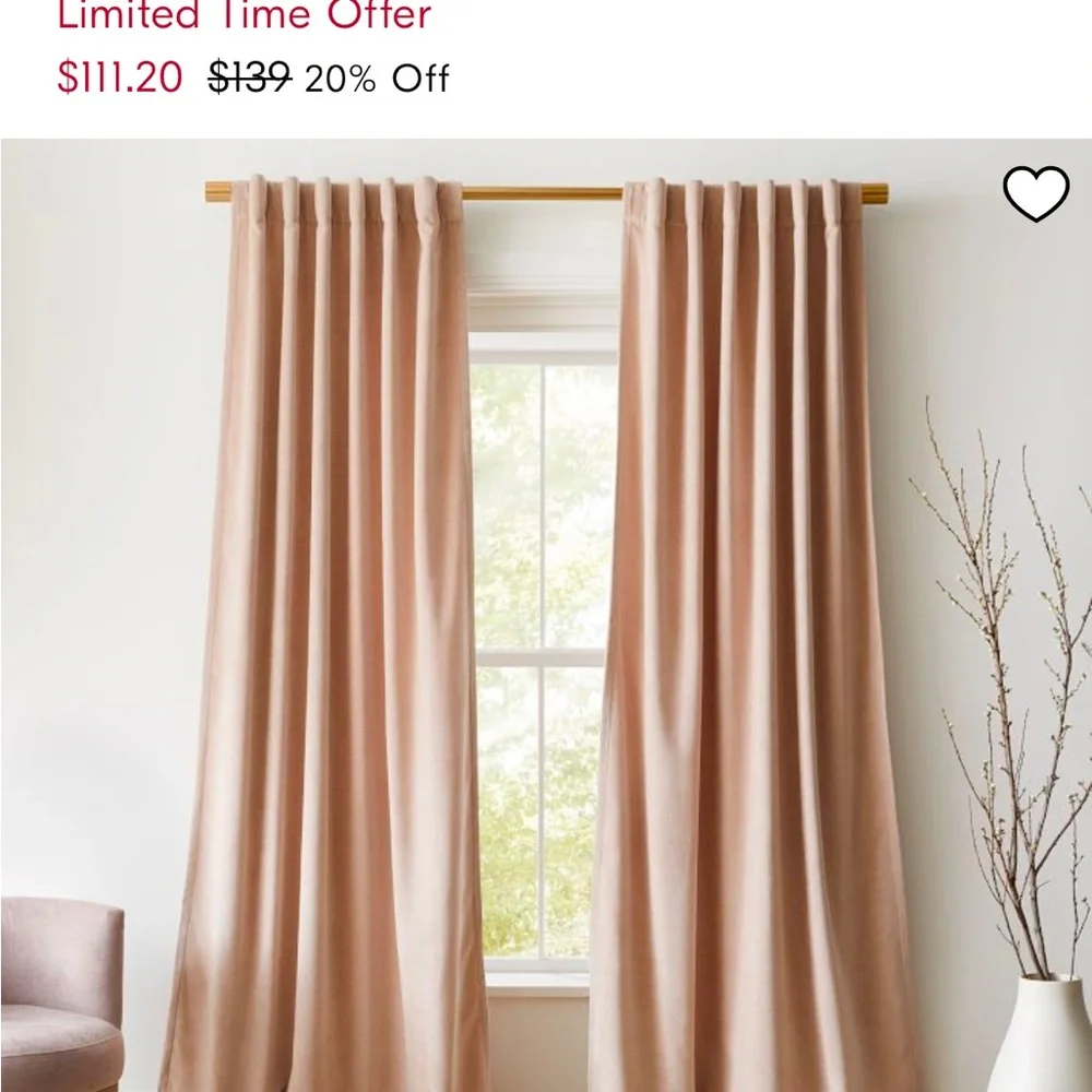 Luxurious dusty blush Curtains with Tailored Pleats and Modern Style